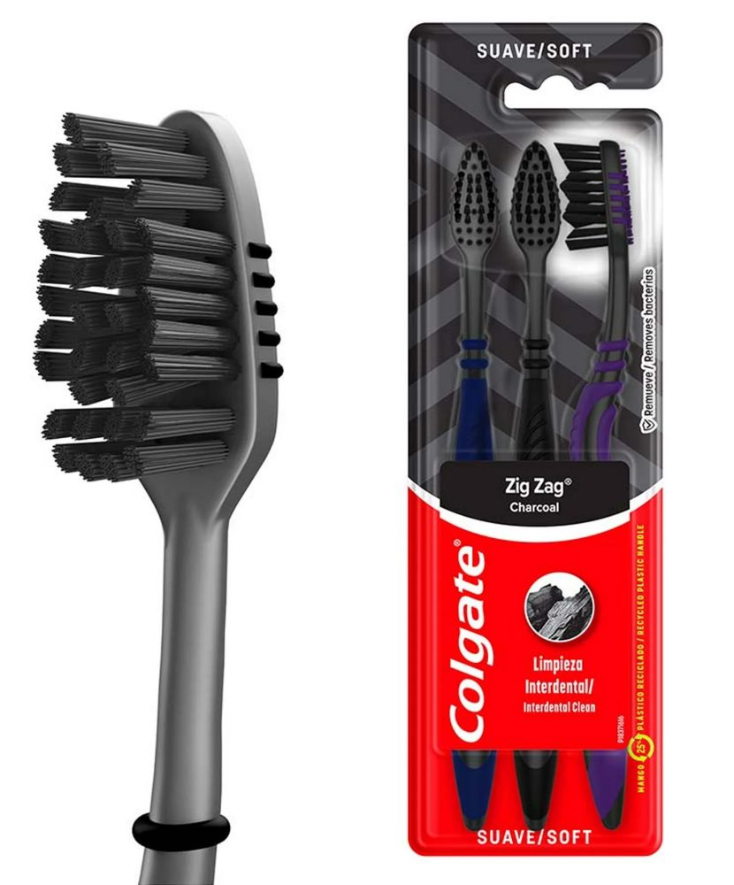 CEPILLO DENTAL COLGATE ZIG ZAG CARBON ACTIVADO 3 PACK